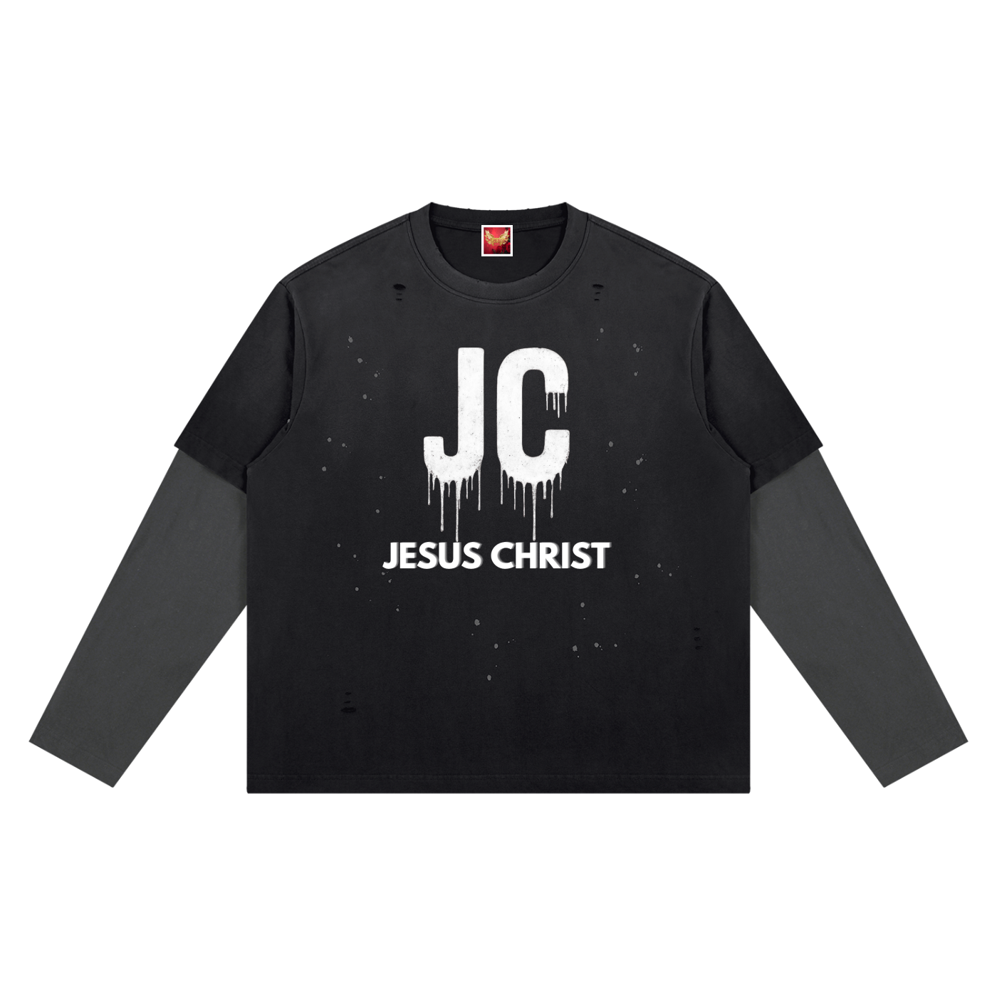 "Jesus Christ"  Vintage Wash Distressed Layer T-Shirt