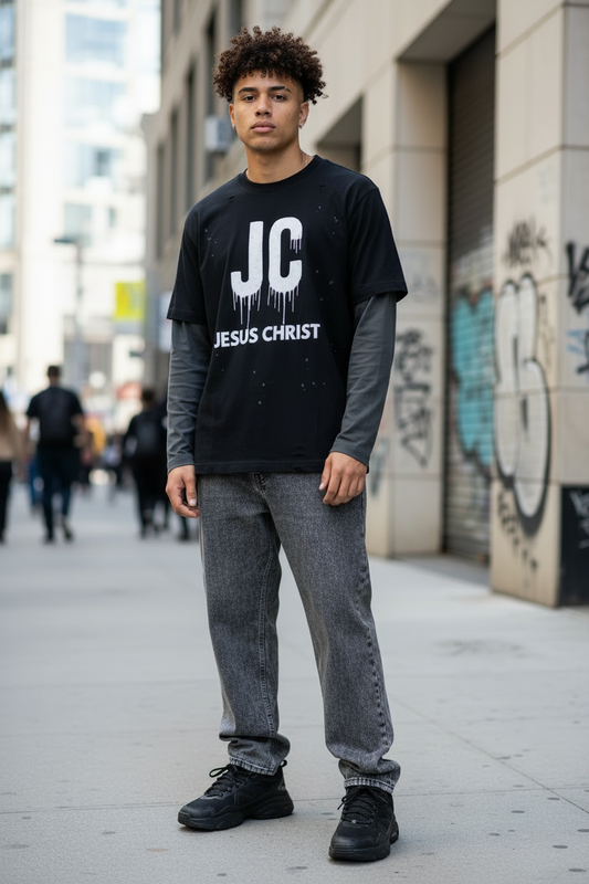 "Jesus Christ"  Vintage Wash Distressed Layer T-Shirt