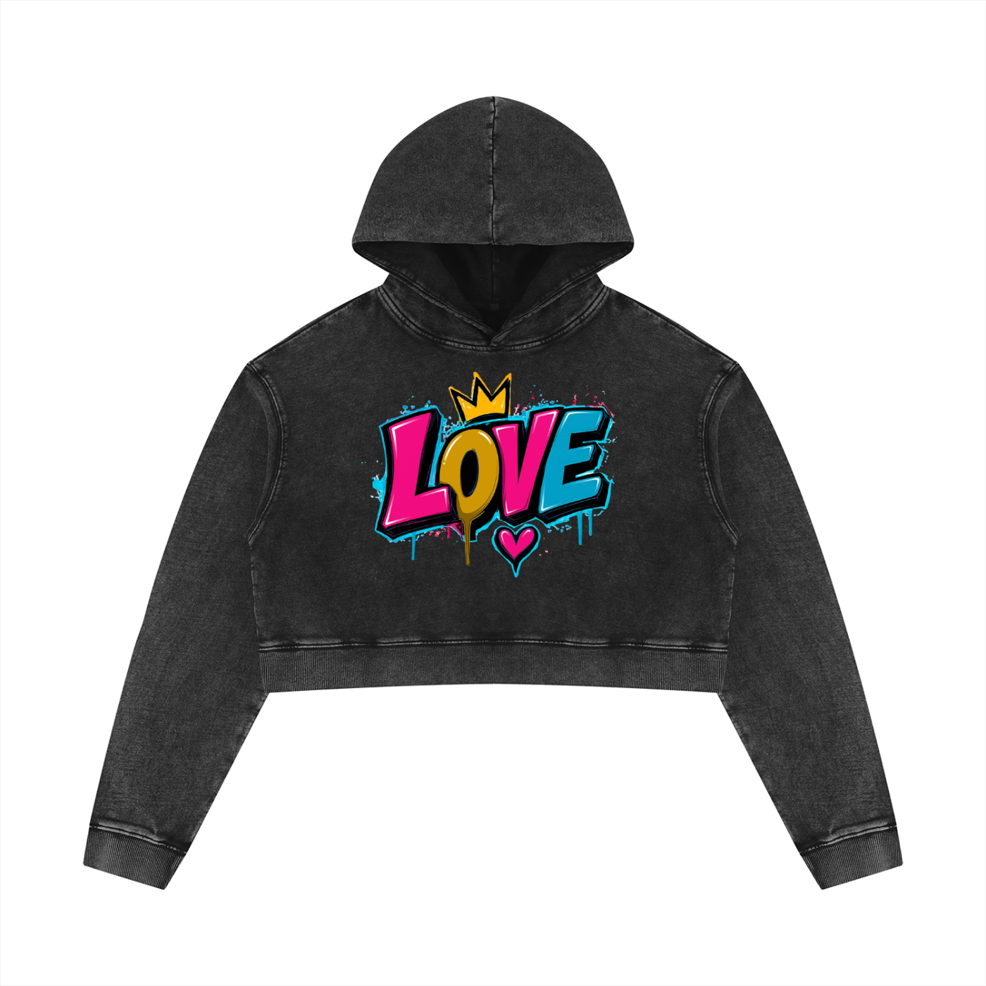 Women’s God is Love Mineral Washed Crop Hoodie