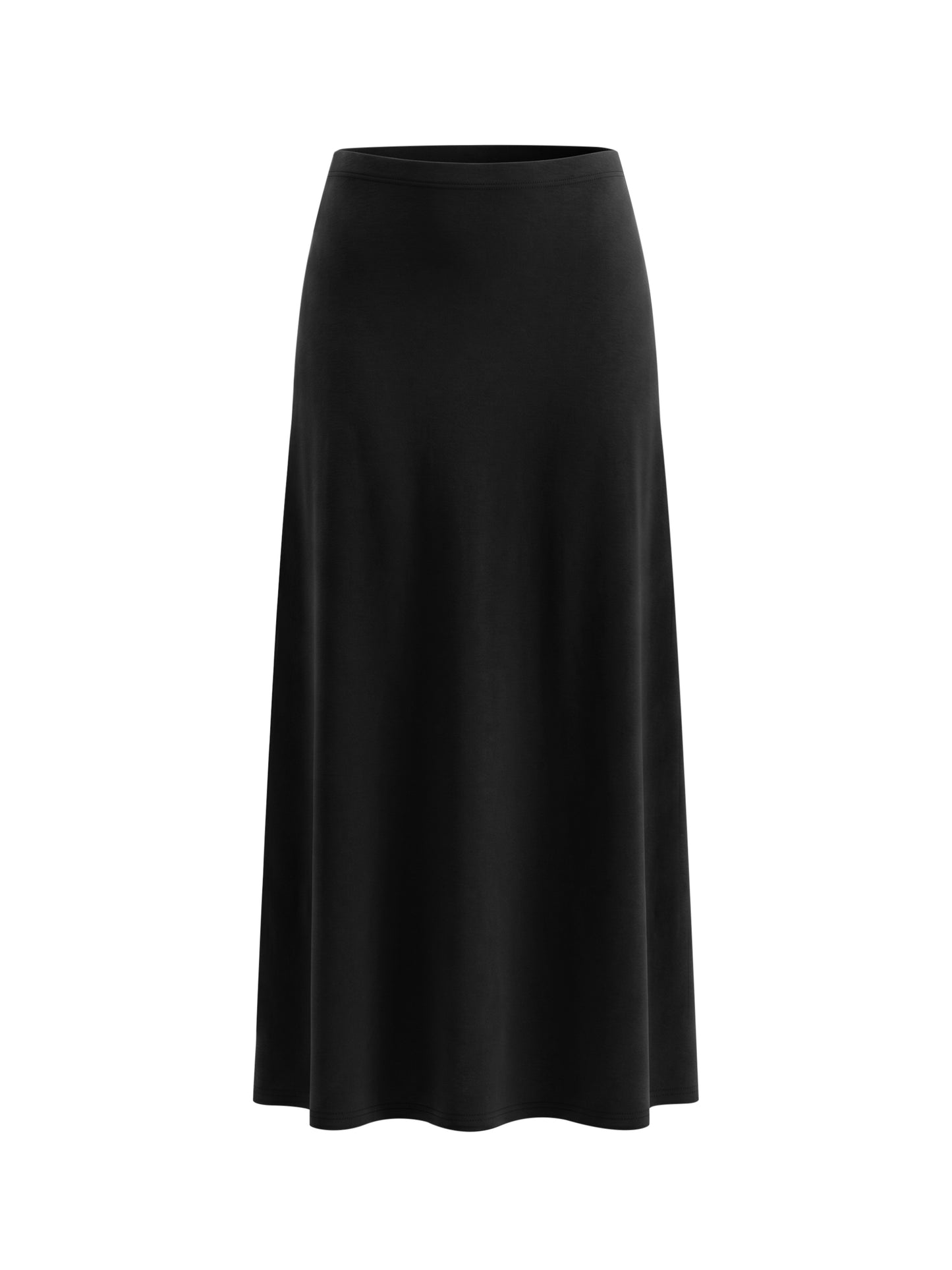 Women's Solid Color Knit Maxi Skirt (Black)