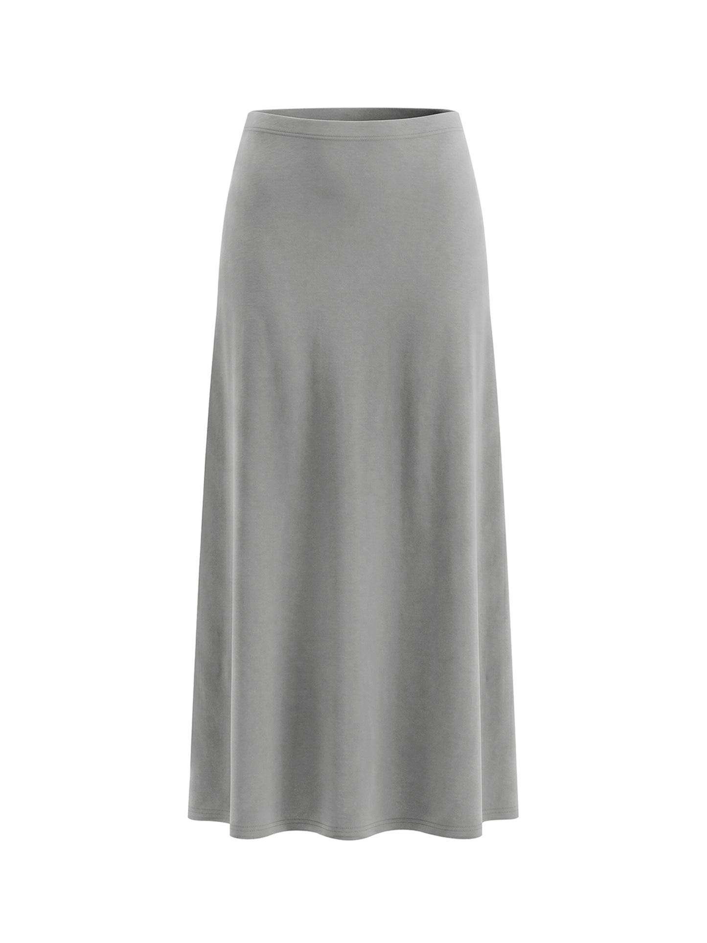Women's Solid Color Knit Maxi Skirt (Gray)