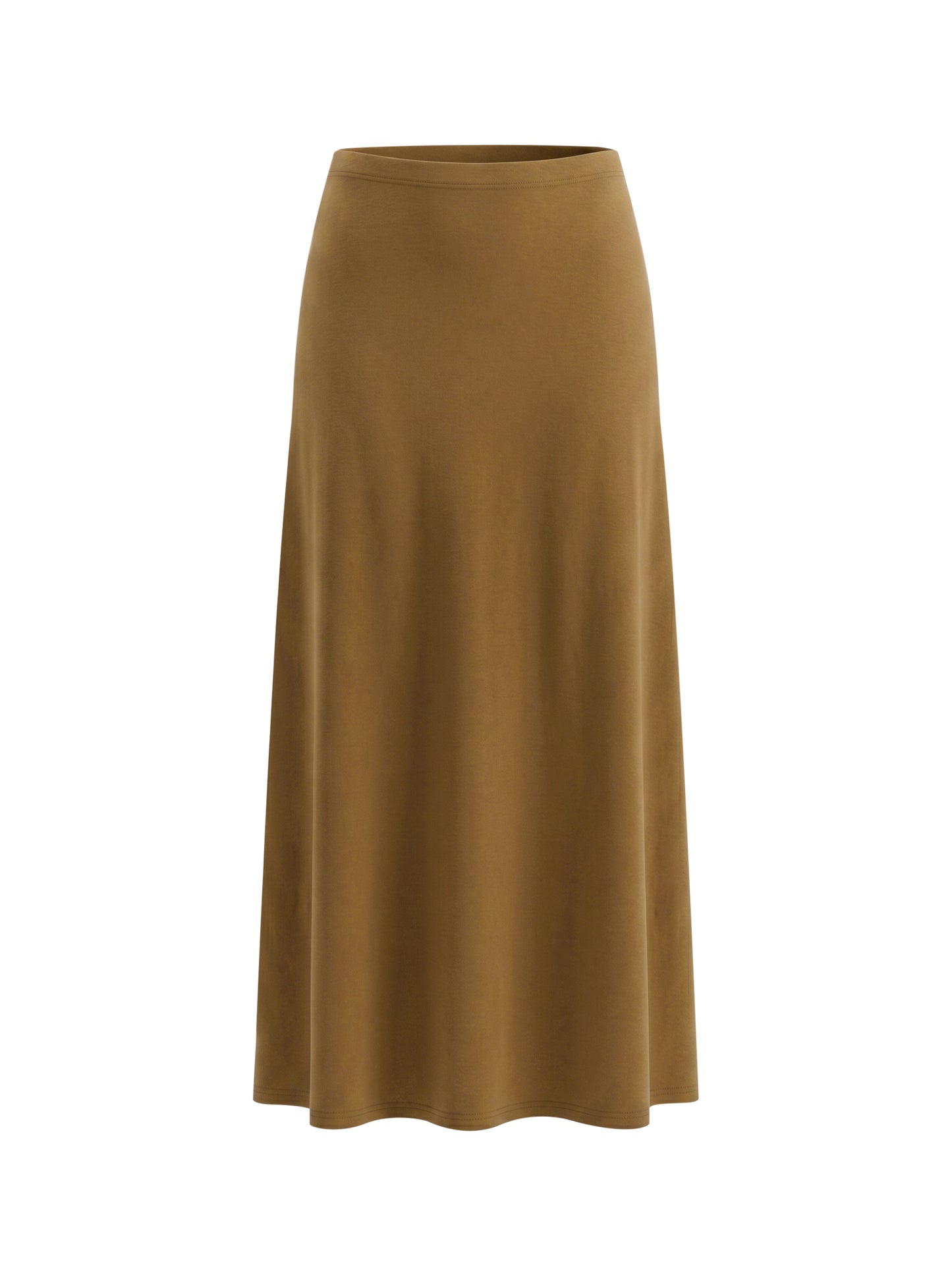 Women's Solid Color Knit Maxi Skirt (Brown)