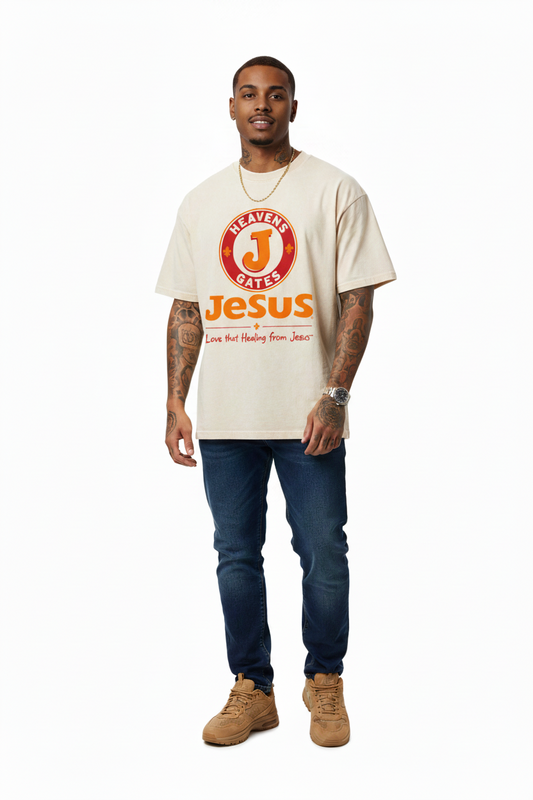"Love that Healing from Jesus" Snow Washed Oversized Cotton T-Shirt