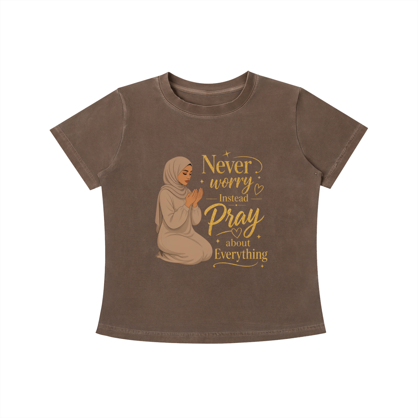 "Never Worry"  Vintage Wash Slim Fit T-shirt