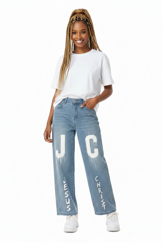 Women’s JESUS CHRIST Vintage Wash High Rise Wide Leg Jeans