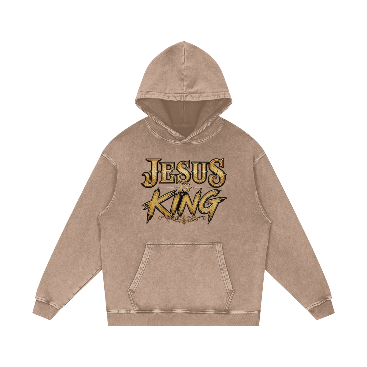 "Jesus is King" Snow Washed Loose Cotton Hoodie