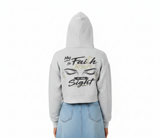 "Faith in Jesus"  Cropped Zip-Up Hoodie