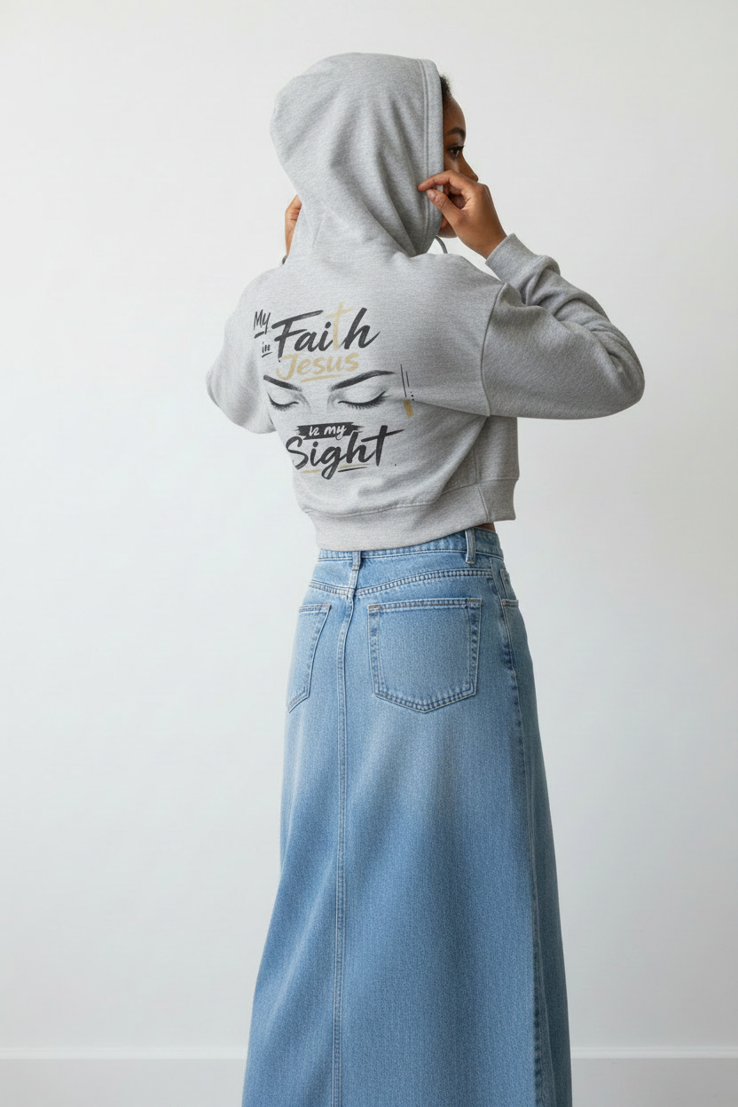 "Faith in Jesus"  Cropped Zip-Up Hoodie