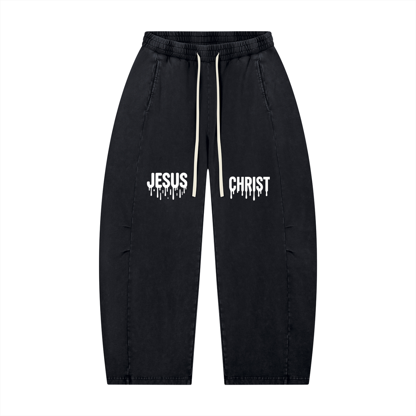 Women's "Jesus Christ" Mineral Wash Barrel Leg Pants